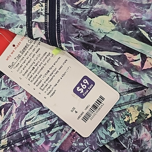 * NWT Lululemon Run: Top Speed Crop Iridescent Multi Size 4 Luxtreme - Picture 6 of 15